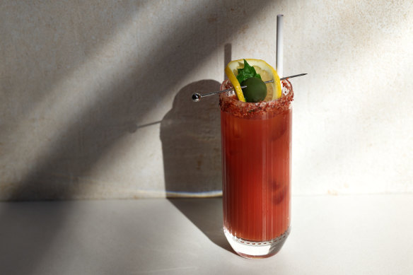 The Dawn cocktail, a Bloody Mary made with bush tomato and native pickle brine. 