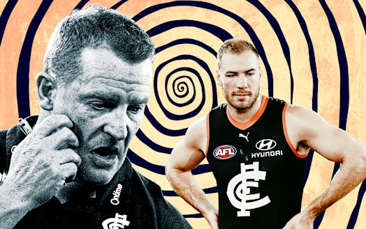 Carlton’s season is sinking: Coach Michael Voss and key forward Harry McKay