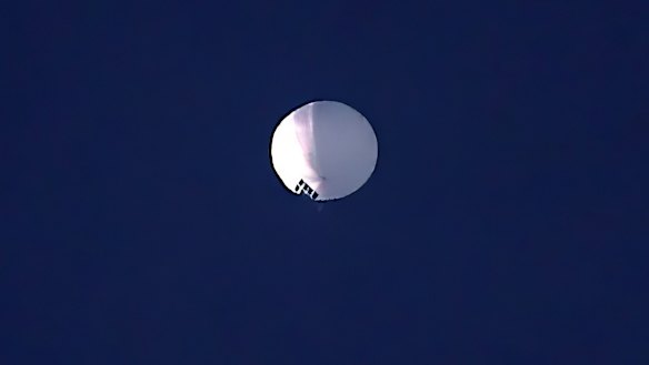 The high-altitude balloon floats over Billings, Montana.
