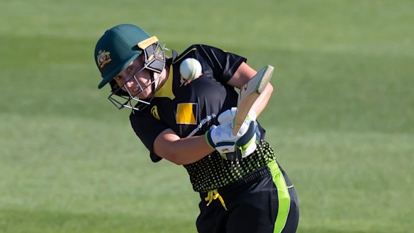 Record knock: Alyssa Healy's 148 not out took just 61 balls.