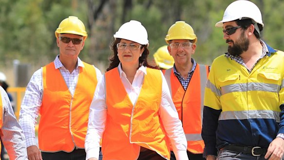 Premier Annastacia Palaszczuk at a campaign stop in Gladstone on Wednesday