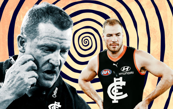 Carlton’s season is sinking: Coach Michael Voss and key forward Harry McKay