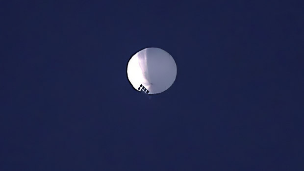 The high-altitude balloon floats over Billings, Montana.
