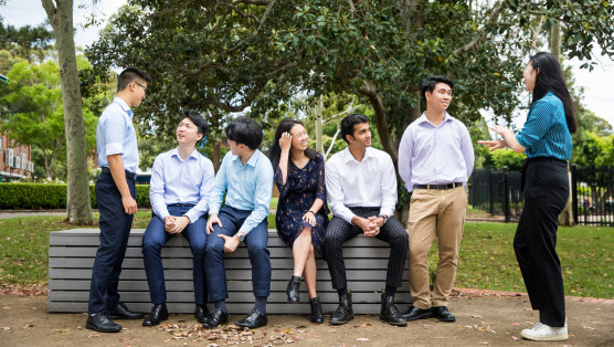 The seven James Ruse High School students who got the highest possible ATAR of 99.95 this year.
