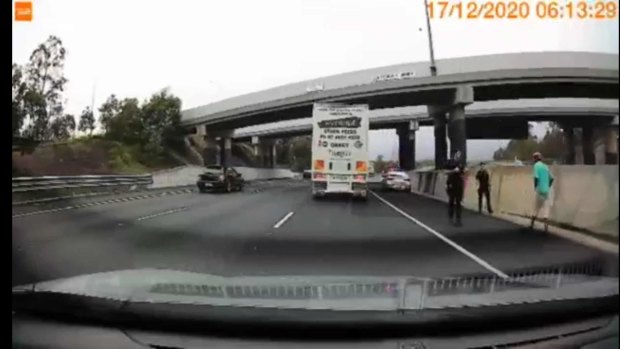 Dashcam footage of the final moments of Raghe Abdi's life, on the Logan Motorway.