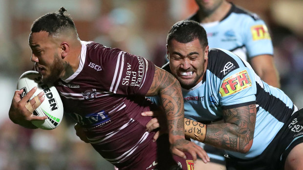 Big boppers: Addin Fonua-Blake was a crucial link for an undermanned Manly side.