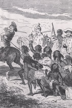 The Myall Creek Massacre as portrayed by an English illustrator 40 years on.