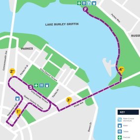 The route for the 5km Paw Parade as part of The Canberra Times Fun Run festivities.