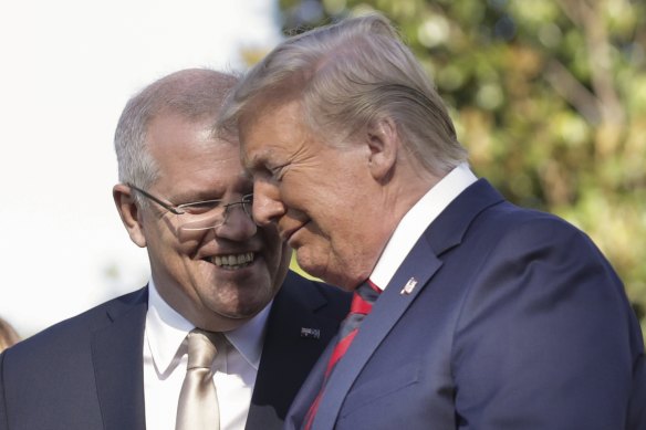 The election of President Donald Trump – pictured here with Scott Morrison in 2019 – should have been a warning to take a step back, rather than towards, greater military alignment with the United States.
