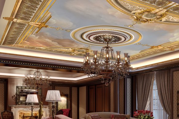 Ceiling created by Artnow International for the Kyiv mansion of Ukraine steel magnate Rinat