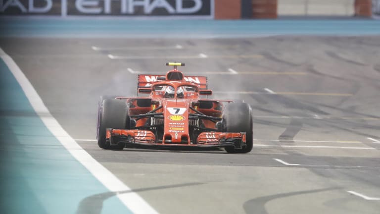 Ferrari driver Kimi Raikkonen comes to a halt after just seven laps.