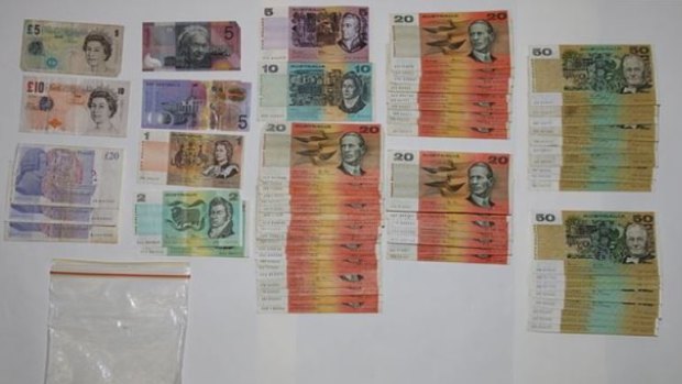 A collection of foreign and Australian notes.