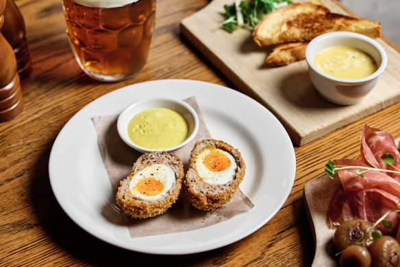 The Rose &amp; Crown’s Scotch egg with mustard mayo.