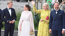 The verdict in the criminal trial of Marius Borg Høiby, second from left, was handed down on Monday.