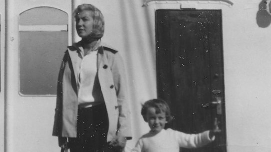 Sheryle Bagwell, as a child, and her mother on a cruise from Sydney to Melbourne.