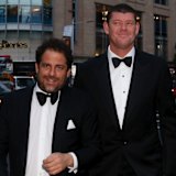 Hollywood film producer Brett Ratner and James Packer in Sydney in 2013.