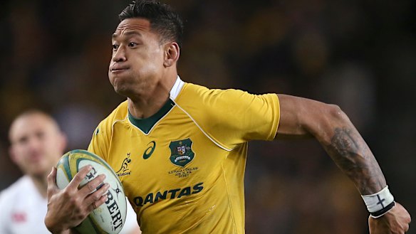 Gone: Israel Folau in action for the Wallabies last year. 