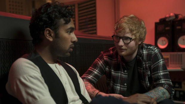 Himesh Patel, left, and Ed Sheeran in a scene from Yesterday.