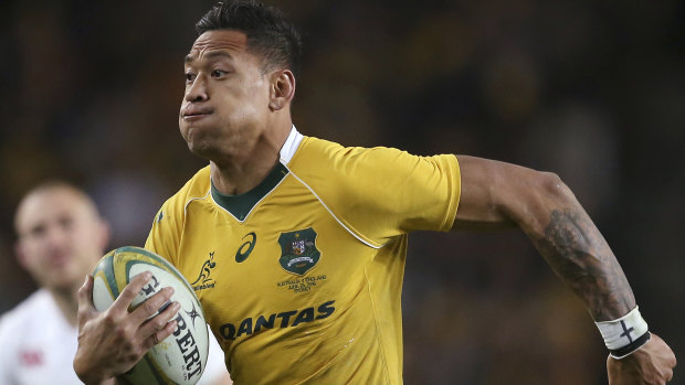 Israel Folau in action for Australia in 2016.