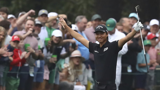 Min Woo Lee looks right at home at Augusta National on his way to finishing 14th in the Masters last month.