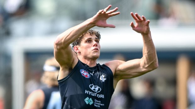 Curnow in action at open training at Ikon Park on Monday.