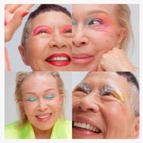 Glam squad: Blanche D’Alpuget and Jenny Key in “dopamine makeup”.