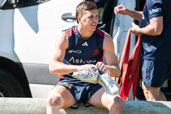 Hugo Savala - pictured at Roosters training on Monday - won’t play in the halves until week one of the finals.