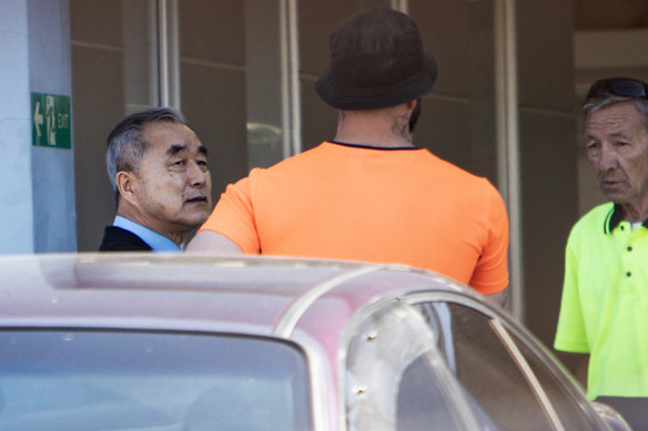 The father of Jay Je Yoon Jung at his family business on Wednesday. The family are struggling to grasp the allegations against their son.
