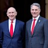 Yvette Cooper, UK foreign secretary, Penny Wong, Australia's foreign affairs minister, John Healey, UK defence secretary, and Richard Marles, Australia's defense minister,