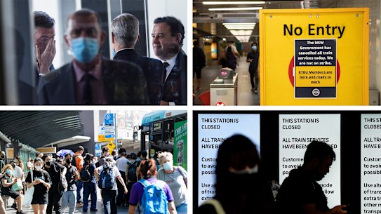 Sydney train rail shutdown lock out strike union industrial action composite