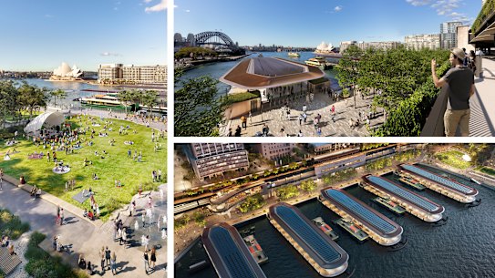 Concept photos for the proposed $216 million redevelopment of Circular Quay in the 2022-23 budget.
