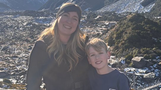 The writer and her son on holidays in New Zealand.