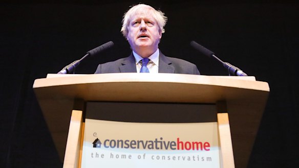 Boris Johnson delivering his speech during the Conservative Party annual conference in Birmingham.