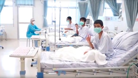 The Thai boys recuperating in hospital