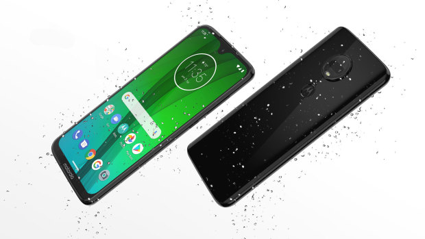 The Moto G7 Plus is not waterproof, but it has a water-repelling coating that makes it "splash proof".