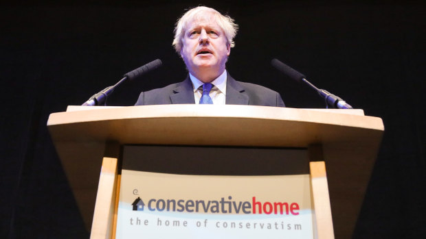 Boris Johnson delivering his speech during the Conservative Party annual conference in Birmingham.