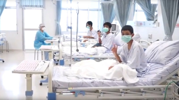 The Thai boys recuperating in hospital