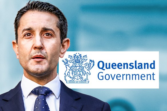 Premier David Crisafulli’s government changed Queensland’s logo from maroon to blue.