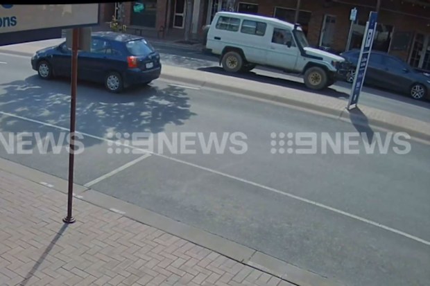 CCTV shows a white Toyota Landcruiser near the office of Helen Haines.