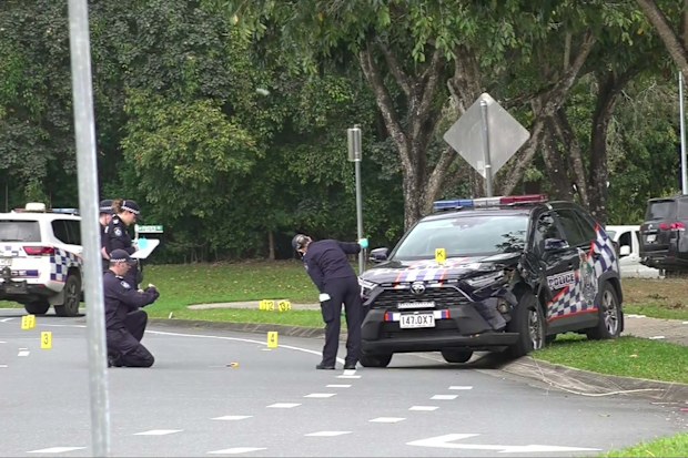 Three officers had fired at the allegedly armed and dangerous man late on Saturday, sending Mount Sheridan into lockdown.