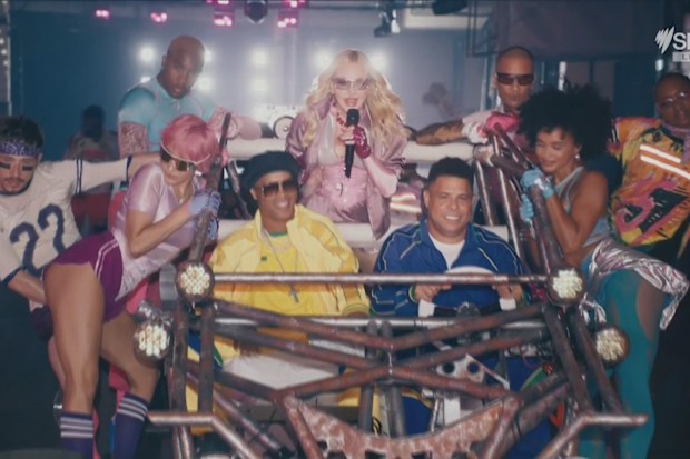 Screengrab of Madonna and Ronaldo and Ronaldinho for the world cup half time show.