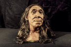 The recreated head of Shanidar Z, based on 3D scans of the reconstructed skull, made by the Kennis brothers for the Netflix documentary Secrets of the Neanderthals.