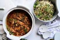 Fragrant Syrian chicken with lemon and pistachio cous cous.