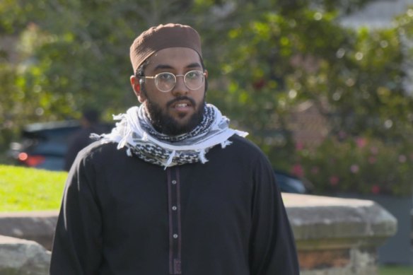 Hizb ut-Tahrir supporter Al-Aksha Bhuiyan at Sydney University.