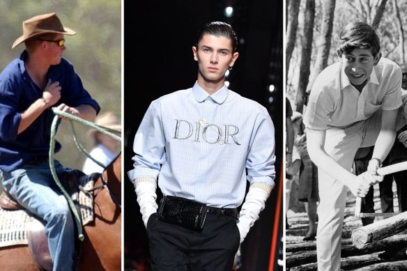 Composite - PARIS, FRANCE - JANUARY 17: Prince Nikolai of Denmark walks the runway during the Dior Homme Menswear Fall/Winter 2020-2021 show as part of Paris Fashion Week on January 17, 2020 in Paris, France. (Photo by Stephane Cardinale - Corbis/Corbis via Getty Images) .
Charles at Timbertop in Victoria. July 28, 1981.
Britain’s Prince Harry musters cattle on a horse called Guardsman on the outback property of Tooloombilla in central Queensland, Australia Thursday, Nov. 27, 2003. The Prince has been working on the cattle station as a jackaroo for 3 months. (AP Photo/Steve Holland)
