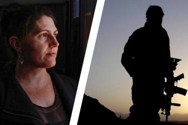 Melbourne-based academic Samantha Crompvoets and an ADF soldier in Afghanistan.