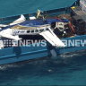 Plane wreckage from the downed Cessna off the coast of Rottnest Island is retrieved by investigators on Thursday.