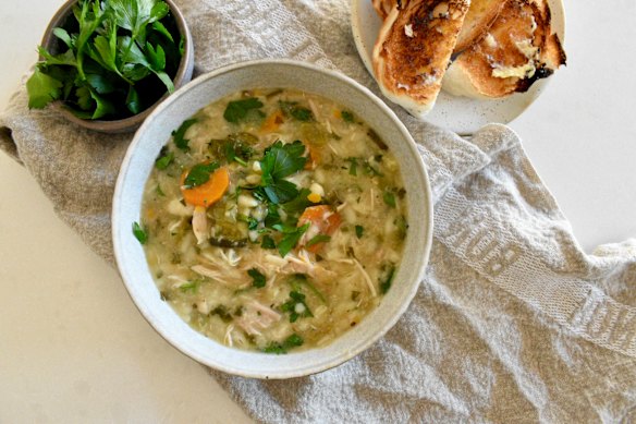 Nourishing chicken and risoni soup is ideal for busy weeknights.