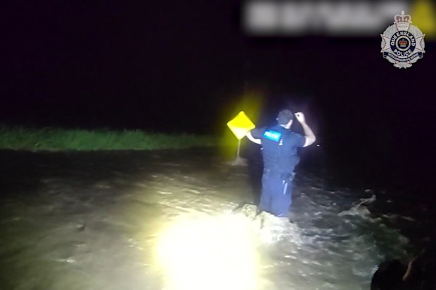 Queensland Police also released footage of a search for a vehicle swept away in Laidley.