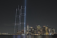 A drone display commemorated the victims of the 9/11 attacks in New York.